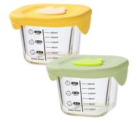 Comebachome Lot de 2 pots alimentaires carrés en verre borosilicate de 230 ml avec couvercle en silicone et balance -20-400 ℃ résistants au micro-ondes pour le lait, les fruits, la décoration