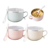 Comebachome Lot de 3 tasses à soupe en acier inoxydable avec couvercles, tasses à soupe de qualité alimentaire avec cuillère et poignée pour la maison, le bureau, l'école, les voyages, Urlaubsdekor