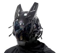 Comebachome Masque cyberpunk, casque punk futuriste avec lumière LED, masque gothique anti-brouillard, Halloween Cosplay Techwear for Music Festival Cosplay Party