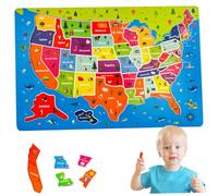Comebachome Puzzle américain des États-Unis, 45pcs / Set 16.9x11.2 Pouces en Bois magnétique USA Puzzles, United States Map Puzzle Preschool Learning Toys for Kids 4-8 Ans