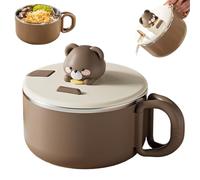 Comebachome Ramen Bowl with Lid 1200ml Instant Noodle Bowl with Handles Portable Cute Ramen Cooker for Soup, Noodles, Dumplings, Salads, Brown, Décor intérieur pour la maison