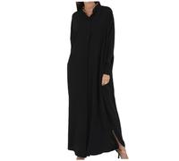 Comebachome Robes Musulmanes pour Femmes, 56,7 Pouces Robe de prière Musulmane à Manches Longues, vêtements de prière lâches Jilbab pour Femmes Musulmanes Noires