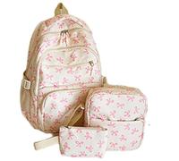 Comebachome Sac à Dos à l'arc pour Les Filles, 3pcs 30x43cm Kawaii School Sacs avec Sac croisé et Crayons, Sacs Dos de Livre esthétique pour Les Filles Adolescents