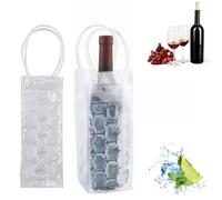 Comebachome Sac à vin à vin, 2pcs Sac à vin glacé Transparent avec poignée, Refroidisseur de Bouteille à vin réutilisable, Sac à vin glaciable pour Picnic Beach Party Voyage