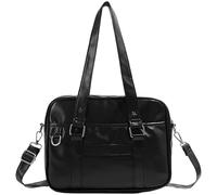 Comebachome Sac d'école japonais Portable en cuir PU, sac à main d'école de capacité avec sangle réglable pour filles