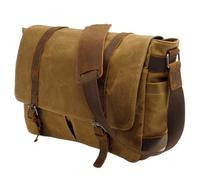 Comebachome Sac messager capacité pour homme, sac à bandoulière en toile imperméable de 15 pouces, sacoche vintage robuste pour voyage, travail, collège, kaki, toile