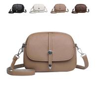 Comebybuy Bags, Comebybuy Crossbody Leather Bag, Women's Solid Color Lightweight Crossbody Bag,Casual Satchel Handbag (Khaki)