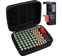 COMECASE Boîte de Rangement Rigide pour Batterie Taille M : 96 pièces + testeur.