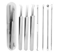 Comedone Kit extracteur de pores en acier inoxydable 7 x outils de nettoyage des pores - Pore du nez sale - Outils de crochetage - Outils de nettoyage pour visage White head