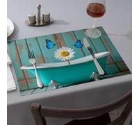 Comedor Bath Time Bliss Set de table avec papillons bleus et marguerites