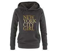 Comedy Shirts - New York City Girl - Femmes Capuche - Noir/Or Taille S