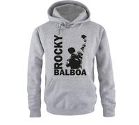 Comedy Shirts Sweat Shirt pour Hommes - Sweat à Capuche Rocky Balboa III - Sweat Italian Stallion Boxeur - Gris-Noir - Small