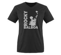 Comedy Shirts T-Shirt à Manches Courtes Rocky Balboa III pour Hommes - Italian Stallion Boxeur Shirt col en v - Noir - Small
