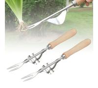 ComedyKing Jardinière Manuelle, 2024 Désherbeur Manuel Outil Gouge de Désherbage en Acier Jardinage Arrache Pissenlit Inoxydable avec poignée Bois Pelle (2pcs)