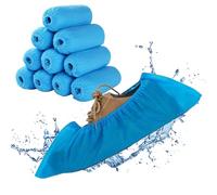 ComedyKing Surchaussures Jetables 100 Pieces, Sur Chaussure Jetable Couvre Chaussure Impermeable Avec Élastique Ajustable, protege chaussures jetables pour Le Nettoyage de moquette (Bleu)