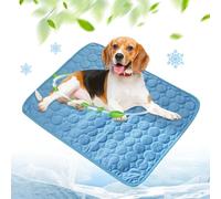ComedyKing Tapis Rafraichissant Chien et Chats, Matelas Chien Tapis de Refroidissement en Soie Glacée Respirant Non Toxique, Coussin Lavable Durable Ice Silk Pet Cooling Mats (Bleu Marine, XS)