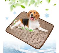 ComedyKing Tapis Rafraichissant Chien et Chats, Matelas Chien Tapis de Refroidissement en Soie Glacée Respirant Non Toxique, Coussin Lavable Durable Ice Silk Pet Cooling Mats (Curry, L)