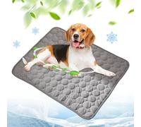 ComedyKing Tapis Rafraichissant Chien et Chats, Matelas Chien Tapis de Refroidissement en Soie Glacée Respirant Non Toxique, Coussin Lavable Durable Ice Silk Pet Cooling Mats (Gris foncé, L)