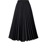 comefohome Jupe d'été mi-longue pour femme - Taille haute - Jupe plissée - Jupe d'été élégante pour femme, Noir , XL