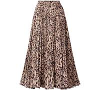 comefohome Jupe longue plissée pour femme Imprimé léopard Taille élastique, Leopard 01, M