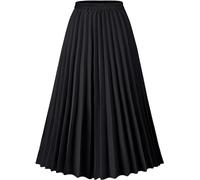 comefohome Jupe longue plissée pour femme Imprimé léopard Taille élastique, Q-Black, L