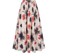 comefohome Jupe longue plissée pour femme Imprimé léopard Taille élastique, Rouge/floral, L
