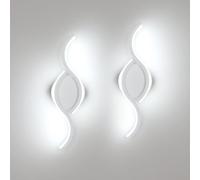 Comely 2 Pièces Applique Murale Intérieure LED, 12W 1350LM Moderne Lampe Murale, Luminaire Mural pour Salon Chambre, 6500K Lumière Blanc Froid, Blanc, 35.5cm