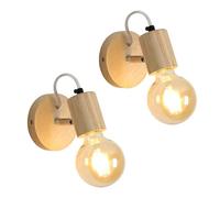 Comely Applique Murale Bois Naturel - Lot de 2, Douille E27, Design Scandinave Minimaliste, Applique Murale Intérieure pour Chambre Couloir Salon (Sans Ampoule)