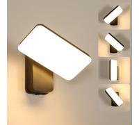 Comely Applique Murale Extérieur LED, 16W IP65 Etanche Rotative à 350 Lampe Exterieur Moderne Luminaires Extérieur Jardin, Noir, Lumière Chaude 3000K, Contrôle par Interrupteur