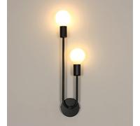 Comely Applique Murale Interieur, Ajustable Rétro Metal Lampe Murale Industrielle Max.60W, 2 E27 Luminaire Mural Interieur pour Salon, Couloir, Escalier, Chambre à Coucher