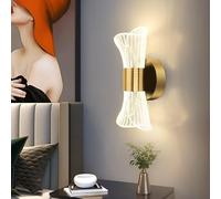 Comely Applique Murale Intérieur LED 12W Dimmable 3 Température de Couleur Lampe Murale Moderne, Éclairage Mural en Métal Acrylique, Luminaire Mural Doré pour Chambre Bureau Couloir Escalier