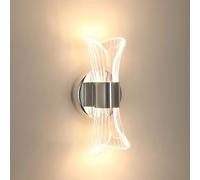Comely Applique Murale Interieur LED, 12W Moderne Lampe Murale Chrome, 3 Température de Couleur 3000K/4500K/6500K Luminaire Mural en Acrylique pour Salon, Chambre, Escalier, Couloir