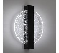 Comely Applique Murale Interieur LED 12W, Noir Ronde 1500LM Lumière Blanche Froide 6500K Lampe Murale LED avec Feuille d'argent, Lampe Murale LED Moderne pour Couloir Salon Chambre