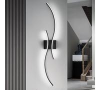 Comely Applique Murale Interieur LED 27 W Lampe Murale Moderne - 80 CM Noir Design Incurvé Éclairage Murale pour Couloir Salon Chambre Escalier Cuisine, 6500 K Lumière Froide