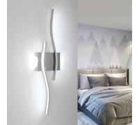 Comely Applique Murale Interieur, Moderne Lampe Murale 20W 2250LM, Design Line Luminaire Mural en Aluminium pour Chambre Salon Allée Escalier, Blanc Froid 6500K (Chrome)