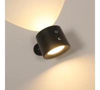 Comely Applique Murale Interieur Noir, 3 Températures Rotatifs 360° Lampe Murale Touch LED avec Port de Charge USB Contrôle Tactile, Veilleuse LED pour Chambre à Coucher Cuisine Couloir Salon