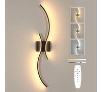 Comely Applique Murale Intérieur Noir, 32W 3600LM Lampe Murale Dimmable avec Télécommande, 80CM Luminaire Mural en Aluminium pour Chambre Salon Escalier Couloir, 3000K-6500K
