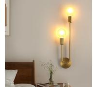 Comely Applique Murale Interieur, Or Ajustable Rétro Metal Lampe Murale Industrielle Max.60W, 2 E27 Luminaire Mural Interieur pour Salon, Couloir, Escalier, Chambre à Coucher