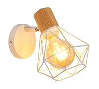 Comely Applique Murale Interieur Vintage, Réglable 180° Moderne Lampe Murale en Bois Métal, Rétro E27 Luminaire Applique Interieur pour Chambre Couloir Salon Cuisine, Blanc