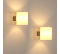 Comely Applique Murale Intérieure Bois, 2 Pièces Lampe Murale E27 Rétro en Verre Lampe de Chevet pour Chambre Salon Couloir Escalier Cafétéria