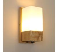 Comely Applique Murale Intérieure Bois, Lampe Murale en Verre, E27 Lampe Murale, Lampe de Chevet Rétro pour Chambre Salon Couloir Escalier Cafétéria