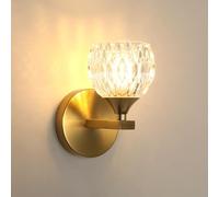 Comely Applique Murale Intérieure, Lampe Murale Moderne en Verre, Luminaire Murale Dorée pour Chambre Salon Couloir, Avec 1 Ampoule G9, 3000K/4500K/6500K