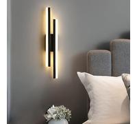 Comely Applique Murale Intérieure LED, 16W Lampe Murale LED Moderne, Noir 3 Température de Couleur 3000K/4500K/6500K Applique Murale pour Chambre, Salon, Couloir, Escalier