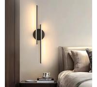 Comely Applique Murale Intérieure LED, 24W Noir Lampe Murale Moderne Lignes Simples Design, 3000K Lumière Chaude Luminaire Mural Interieur en Acrylique pour Chambre, Salon, Couloir, Escalier