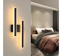 Comely Applique Murale Intérieure LED, 32W 3600LM Lampe Murale Design Moderne, Noir Acrylique Luminaire Mural Interieur 3000K Lumière Blanche Chaude pour Chambre Salon Couloir Escalier