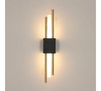 Comely Applique Murale Intérieure LED, Moderne Lampe Murale 10W 3000K Lumière Chaude, Acrylique Luminaire Mural pour Salon Chambre Couloir Escalier, Noir+Or