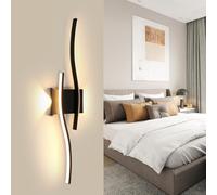 Comely Applique Murale LED Intérieure, 20 W Moderne Lampe Murale Noir, Éclairage Mural Interieur Décoratif pour Chambre, Salon, Cuisine, Couloir, Escalier, 3000K Blanc Chaud (60 CM)