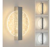 Comely Applique Murale LED Moderne, Argent 12W 3 Températures de Couleur 3000K/4500K/6500K Lampe Murale LED Pour Chambre à Coucher, Salon, Salle à Manger, Couloir, Escaliers