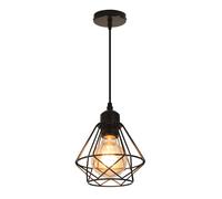 Comely Industriel Suspension Luminaire, E27 Rétro Lustre Plafonnier Vintage Métal Lampe Cage Éclairage de Plafond Abat-jour pour Restaurant Salon Chambre Cuisine Bar Couloir, Noir (sans Ampoule)