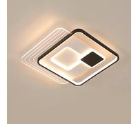 Comely Lampe de Plafonnier LED Carré 45x45cm, Acrylique Noir/Blanc Moderne, 37W Dimmable avec Télécommande, Pour Salon/Chambre/Cuisine